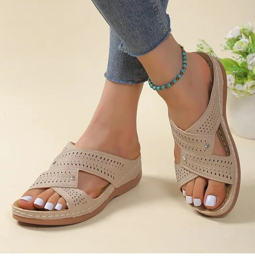 Ciabatte estive ortopediche donna flat mules comode punta aperta sandali scarpe misura - Foto 39 di 39