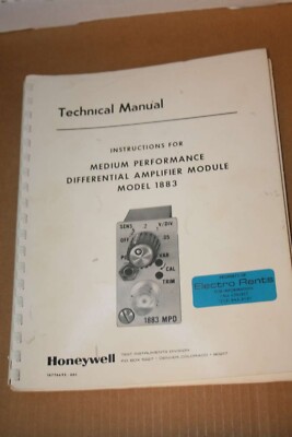 Honeywell Medium Differential amplifier Module Model 1883 Technical Manual