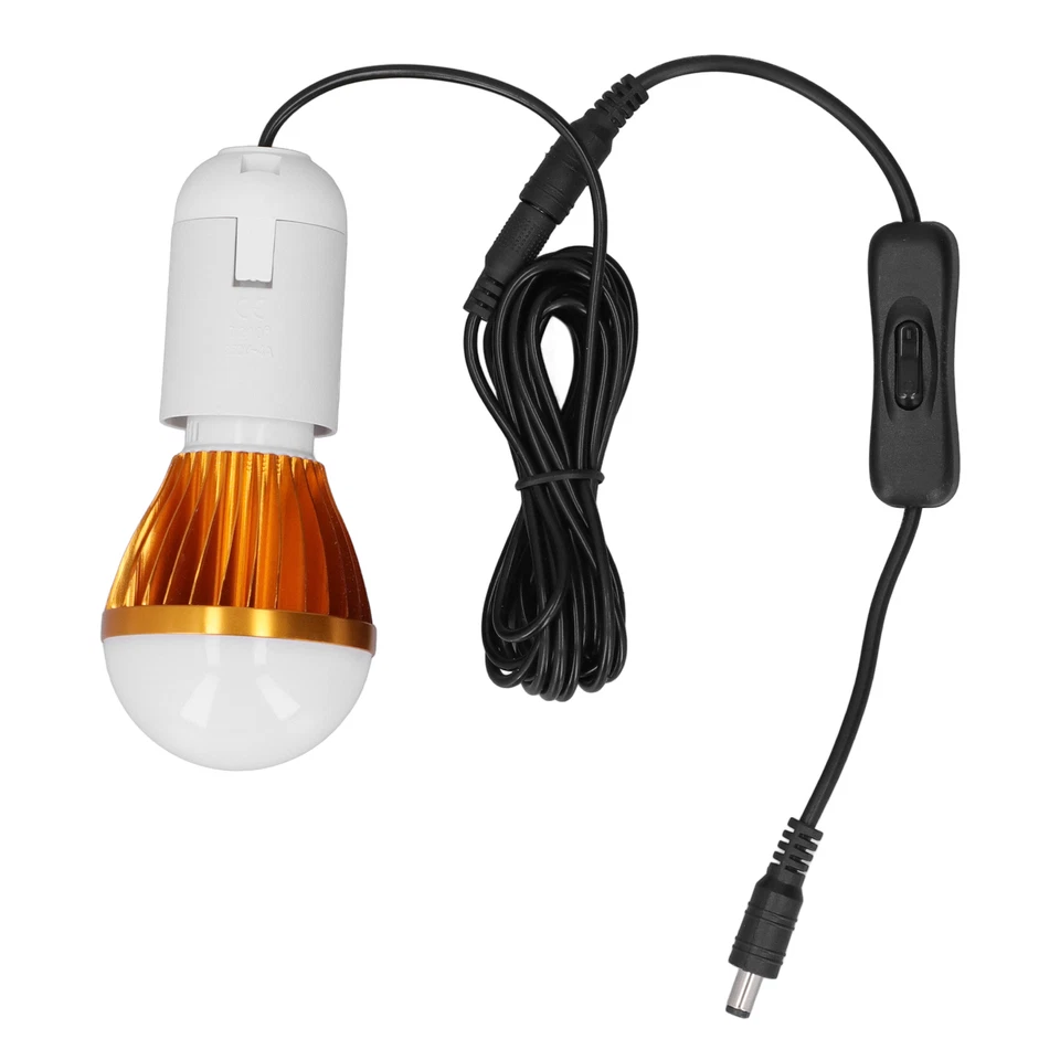 E27 Ball Bulb Spiral LED Solar White Light For Camping Tent 12V 5W With DC Line - Image 2 of 4