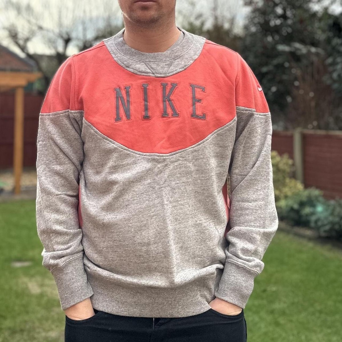 Nike Reworked Grey Jumper Men's Size XL Round Neck Sweater