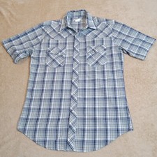 Wrangler Wrancher Men's Medium Pearl Snap Short Sleeve Shirt Gray Purple