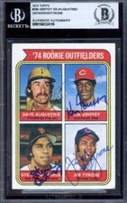 Griffey Sr Augustine Tyrone  Beckett BAS Signed By 4 1974 Topps Rookie Autograph