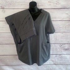 Climateright by Cuddl Duds Women's Scrubs Set L Gray Jogger Pants Top B95