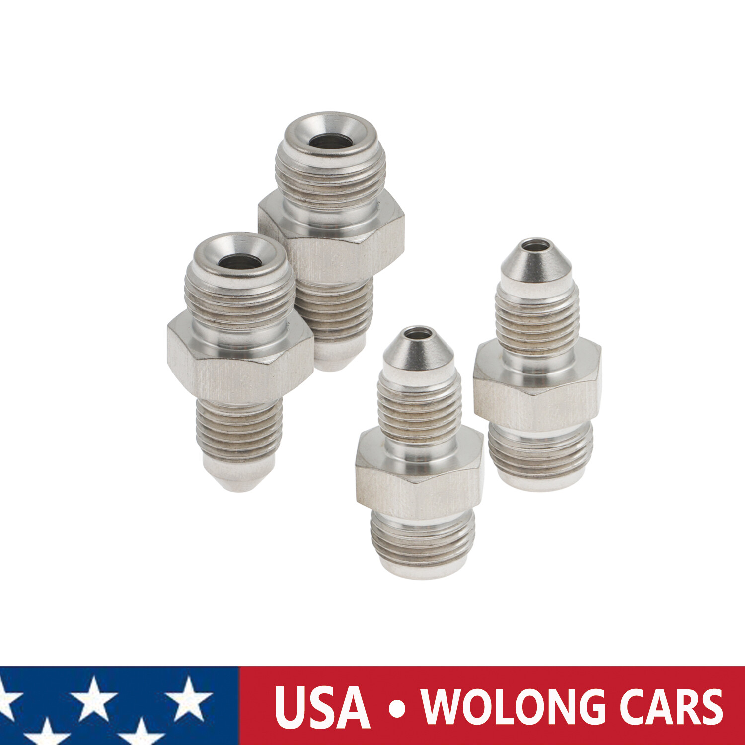 (4x)3 AN Male to M12x1.0 Metric Stainless Steel Brake Fittings Adapter