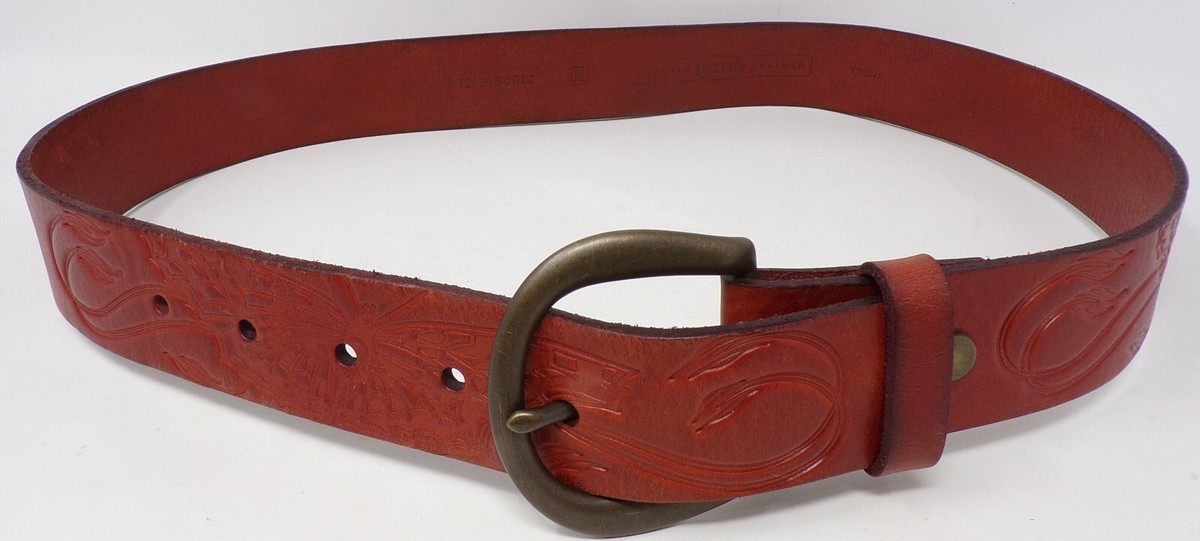 FOSSIL Brown Genuine Leather Belt Women Tooled Butterfly  display picture 1