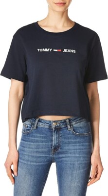 Tommy Hilfiger Women's Classic Cropped T-Shirt Navy Size XL E1120 