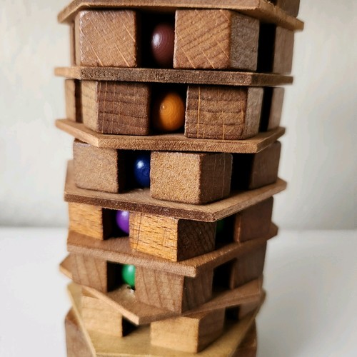 Chinese Pagoda Puzzle Game Wooden Brain Teaser Toy Figurine Shelf Sitter 6.25" - Picture 7 of 10