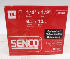 Senco L08BAB 18 Gauge by 1/4-inch Crown by 1/2-inch Electro Galvanized Staples