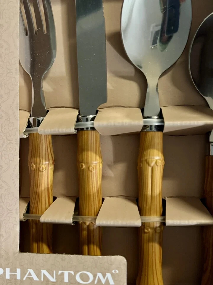 NUEVO Cubiertos Phantom Chef 16 Piezas - Cuchara de Bambú Sintético Tenedor Cuchillo Cucharadita Foto 2 de 4