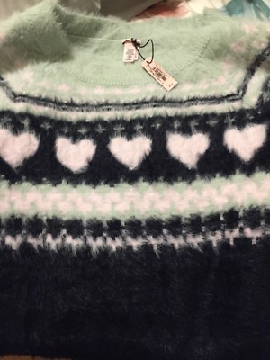 New Victorias Secret Sweater Soft Fuzzy FairIsle Winter Pink
