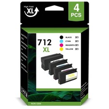 712 712XL Ink Cartridge 4-Pack High Yield for HP DesignJet T650 T630 T230 T210
