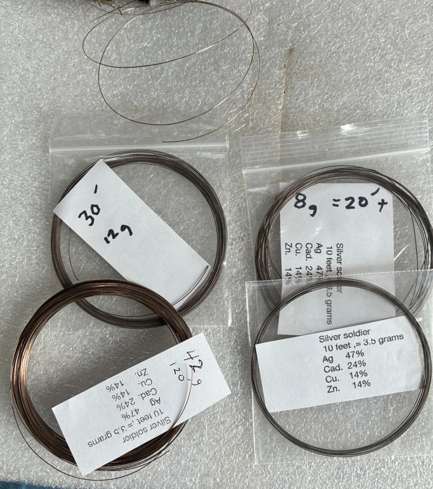 Solda de prata / 47% prata / 0,016" - calibre 26 / 10 pés de comprimento / estoque antigo - Imagem 2 de 4