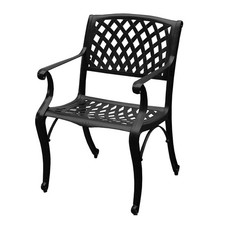 Modern Outdoor Mesh Cast Aluminum Black Patio Dining Chair