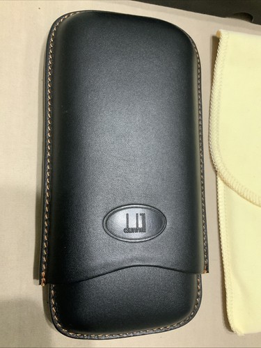 NIB Alfred Dunhill Black 3 Finger Leather Cigar Case Holder w/Dust Bag - Picture 2 of 10