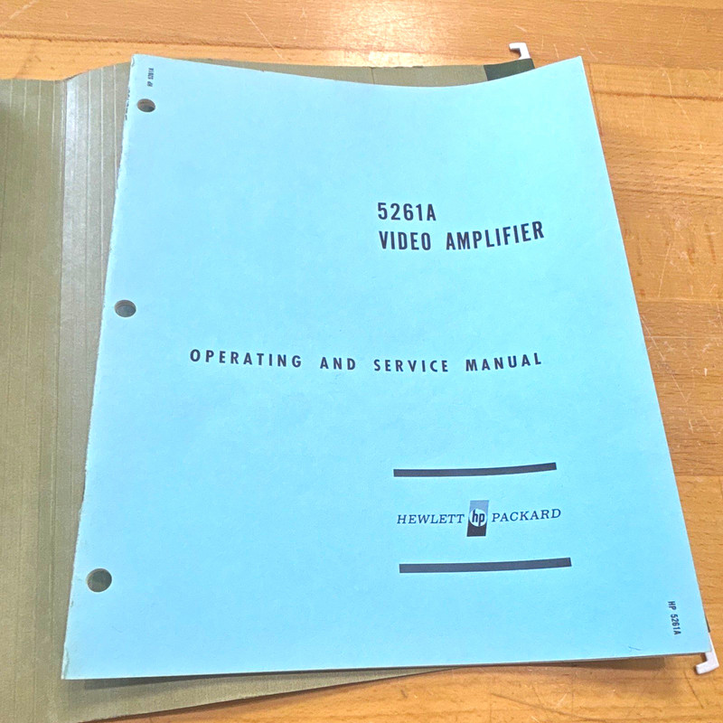 Hewlett-Packard 5261A Video Amplifier operating and service manual