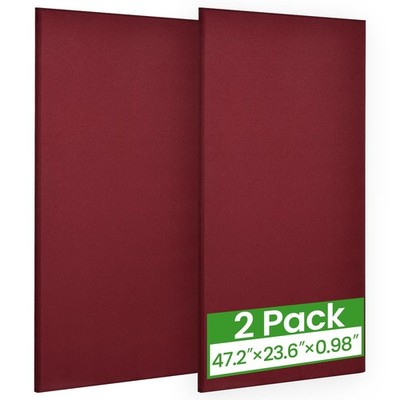 2 Sound Absorbing Acoustic Wall Panels in Rose Red- SET of 2