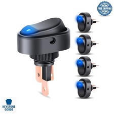5-Pack Blue LED Rocker Switches for Vehicles - 12V, 30A, ON/OFF, Panel Mount