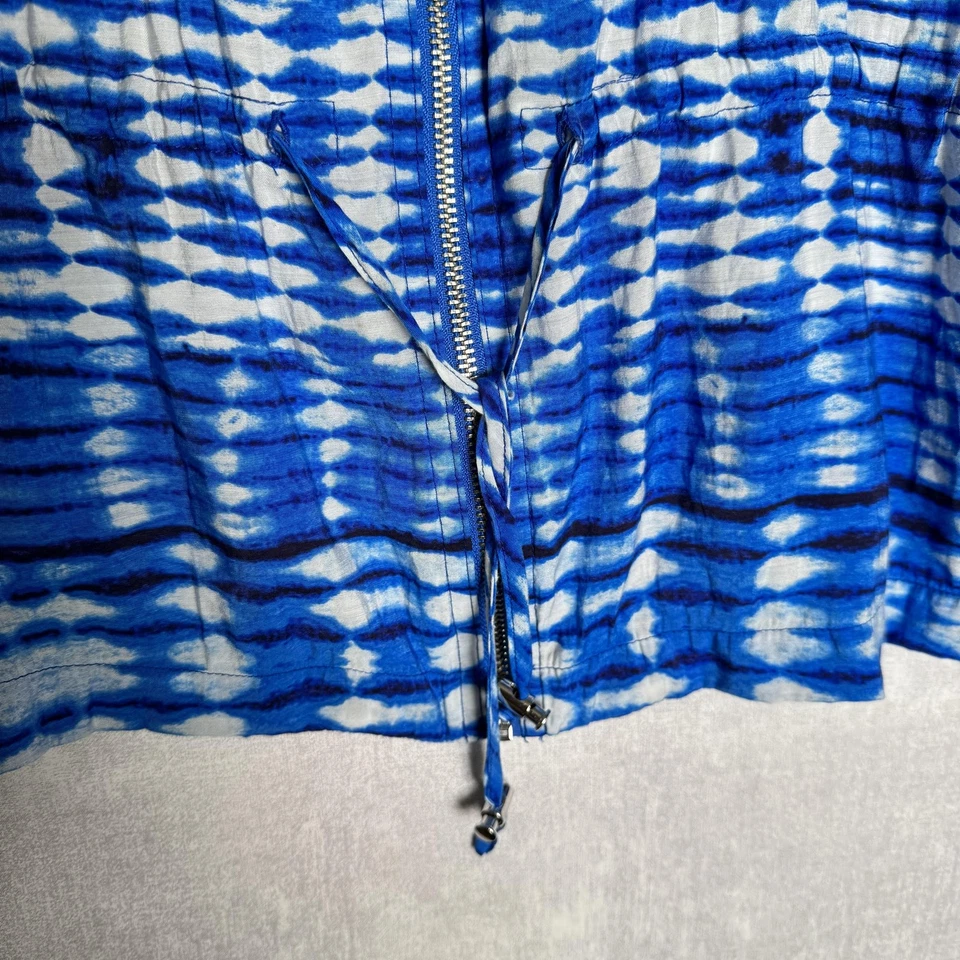 Ruby Rd Jacket Womens 14 Blue White Zip Front Drawstring Waist Lightweight - Image 3 of 4