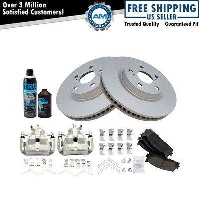 Front Ceramic Brake Pad Coated Rotor & Caliper Kit w/Fluids for Lexus Toyota
