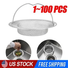 Kitchen Sink Strainer Large Wide Rim 4.5" Stainless Steel Mesh Drain Filter
