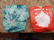 Alva Baby Reusable Cloth 2 Diapers W/2 Extra Inserts/liners