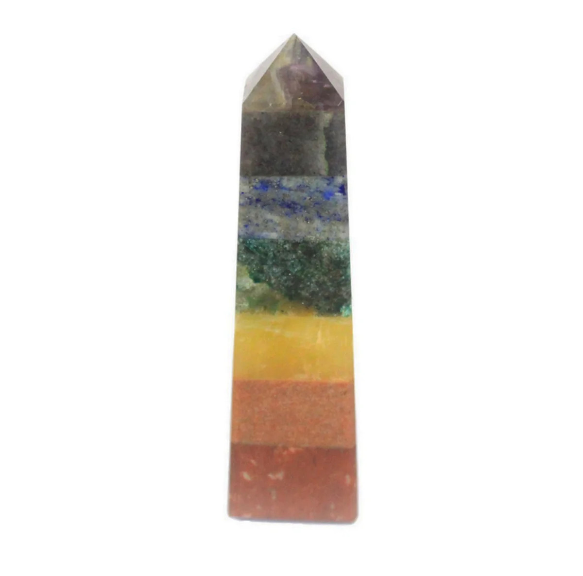 7 Chakra Crystal Obelisk 8.5cm – 4 Sided Tower Point