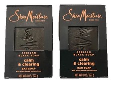 2 Pack SheaMoisture African Black Soap Bar 8 oz/227 g Calming Clearing New