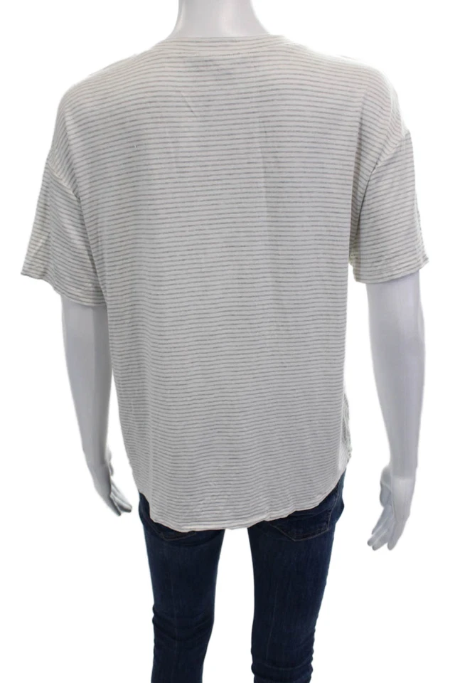 Camiseta sobre verde para mujer blanca con gráfico a rayas manga corta talla S Foto 3 de 4