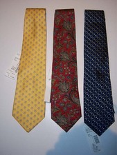 Lot of 3 Lands' End Ties Various Colors & Patterns USA MADE 100% Silk Fabric NWT