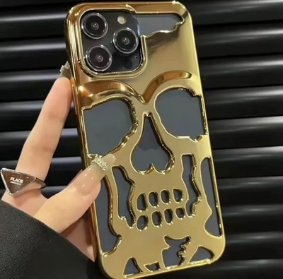 Luxury Skeleton Skull Case For iPhone 16 15 Pro Max 14 13 12 11 3D Phone Cover