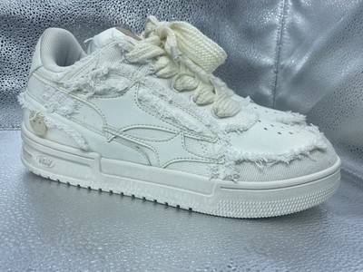 KillWinner White Distressed Denim Microfiber Leather Platform