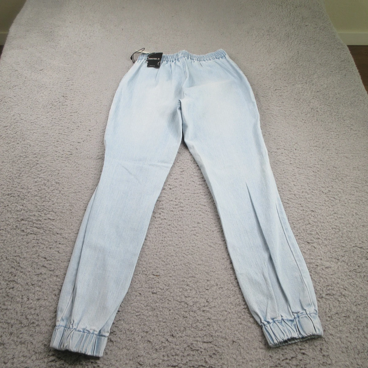 Pantalones de mezclilla Forever 21 para mujer pequeños azul claro desgastado cordón nuevos con etiquetas