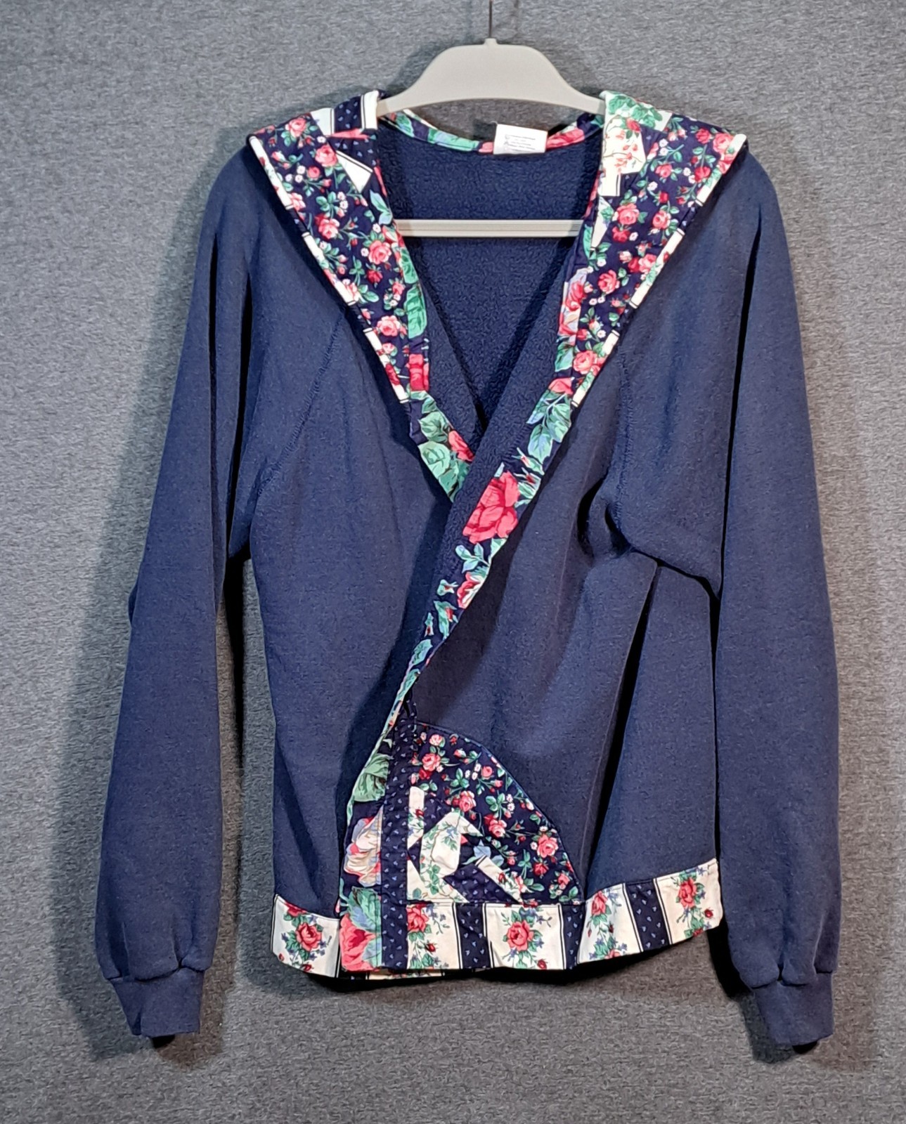Womens Navy Blue Floral Patchwork Quilted Collar … - image 6