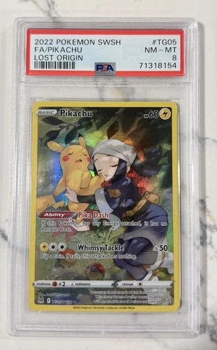 2022 Pokemon Pikachu SWSH Lost Origin FA TG05 Graded PSA 8 NM-MT!!!