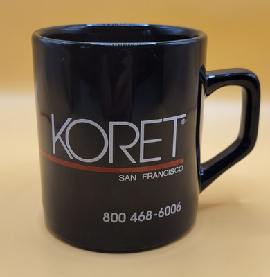 Vintage Koret San Francisco Black Coffee Mug Square D Handle Coffee Cup