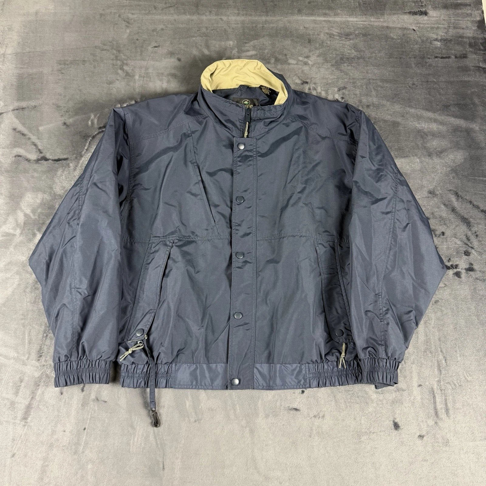 RedHead Men's Navy Beige Stand-Up Collar Windbreaker Jacket Zip Accents L