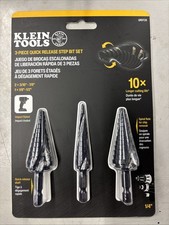 Klein Tools Step Drill Bit Set, Quick-Release, Double Fluted, 3-Piece QRST2S New