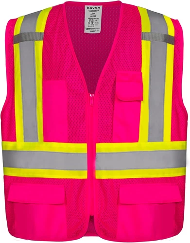 Reflective High Vis Safety Vest with Pockets for Men and Women KG0100 - product listing photo