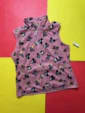 Minnie Mouse Friends Vest Disney Womens Large Pink Fleece Zip NEW Mickey