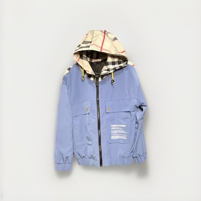 Revers 10.Deep x Pokemon Men's Blue Plaid Hooded Windbreaker Jacket Zip Closure