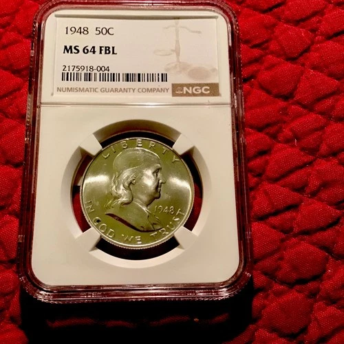 1948 P NGC MS64 FBL Franklin Silver 50c + 1962 Franklin 50c PF67 Beautiful Coins