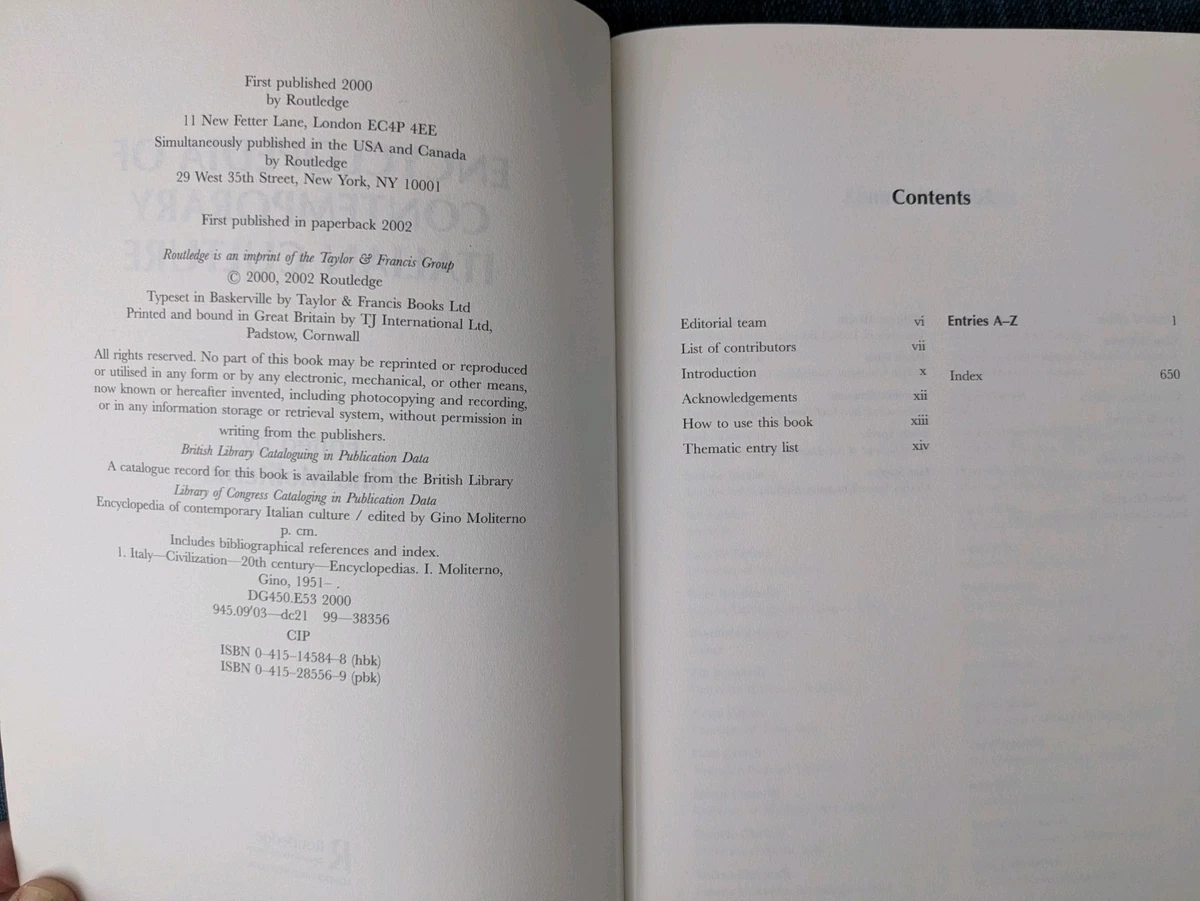 Encyclopaedia Of Contemporary Italian Culture