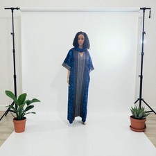 New African Ankara Print Long Kaftan With Aseoke For Women