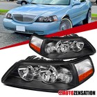 Fit 2005-2011 Lincoln Town Car Black Headlights Head Lamps Left+Right 06 07 08