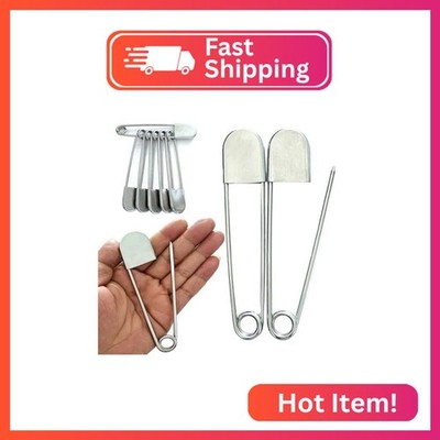Erewa 6 Pack Large Safety Pins, 5 Inches Heavy Duty Stainless Steel Oversize Saf