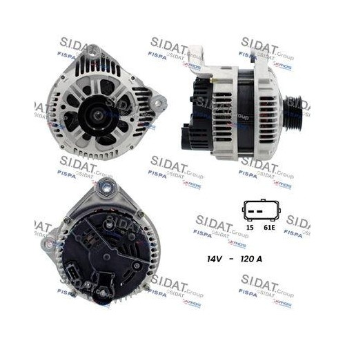 Alternateur Sidat A12VA0333 pour BMW avec régulateur 12V 150A