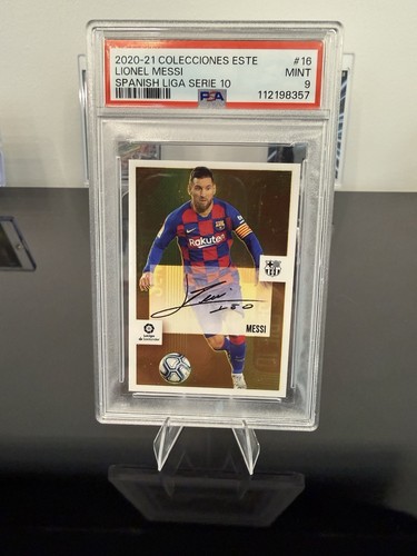 2020-21 PANINI COLECCIONES ESTE LA LIGA SPANISH SERIE LIONEL MESSI AUTO PSA 9