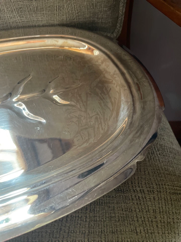 Vintage Silverplated Footed Reed & Barton Mayflower Tray Leaf Serving Platter - Image 4 of 4