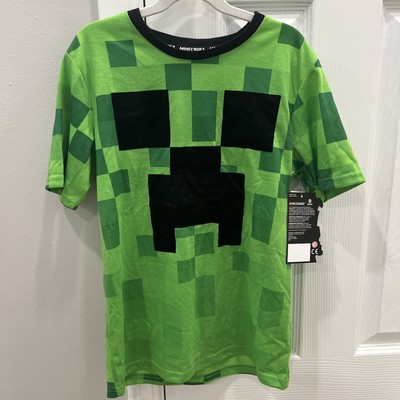 Mincraft Creeper Fade Out Boys Size 10-12 T-shirt Velvet Face NWT A55