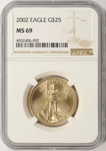 2002 $25 American Gold Eagle NGC MS69 1/2 oz